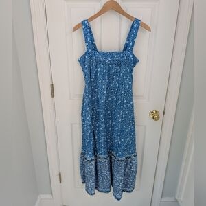 Wrap London Tiered Printed Sundress China Blue